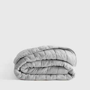 Sold Brand New Quince European Linen Box Quilt FULL / QUEEN MSRP $164 Light Grey